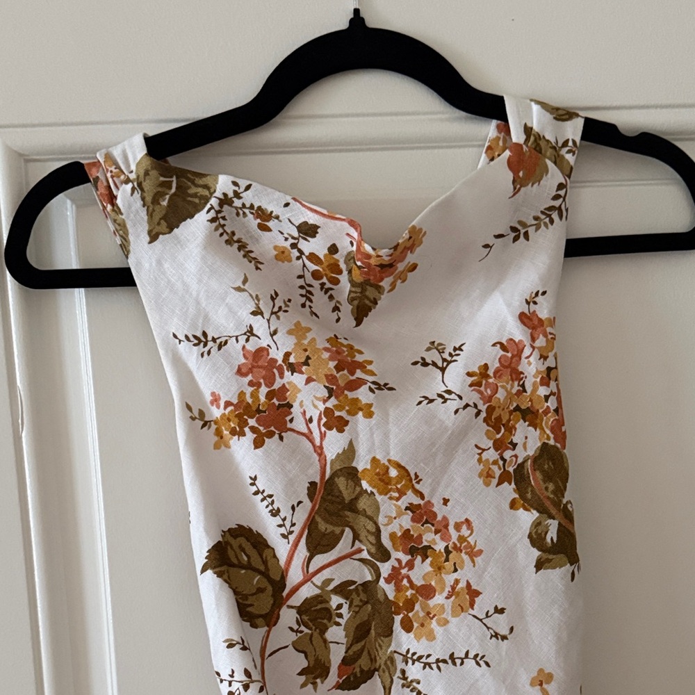 Reformation White Maxi Dress with Olive and Rust Floral Print - Picture 3 of 5